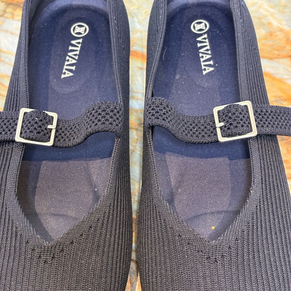 Vivaia Margot Shoes Womens US 7.5 / 38.5 Navy Mesh Mary Jane Ballet Flats - Picture 2 of 6